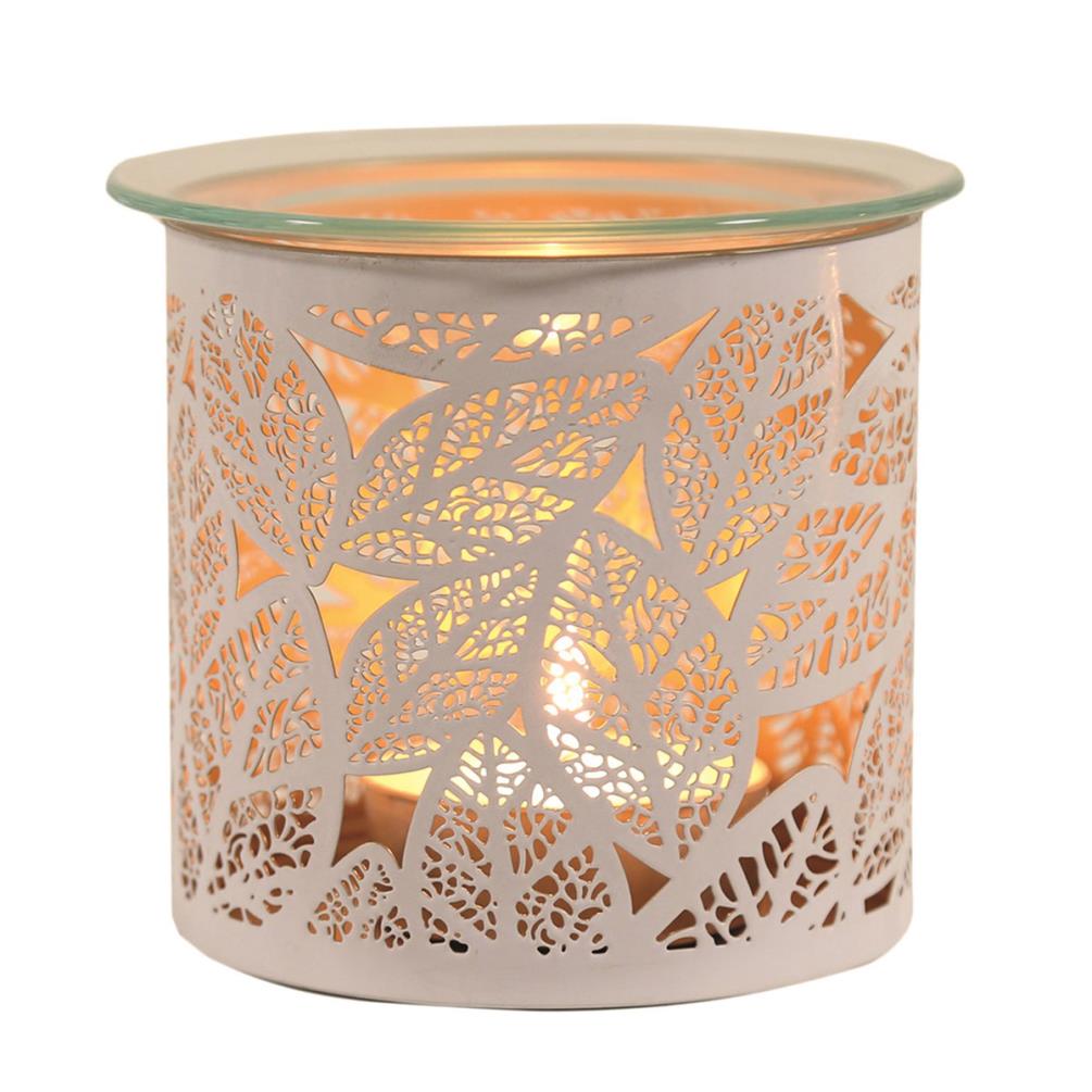Aroma White Leaves Jar Sleeve & Wax Melt Warmer £6.29